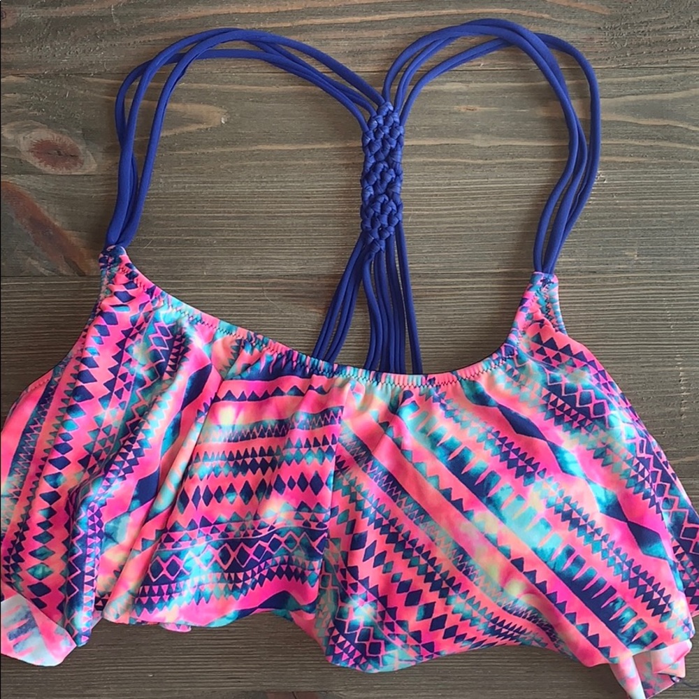 PINK Flounce Bikini Top